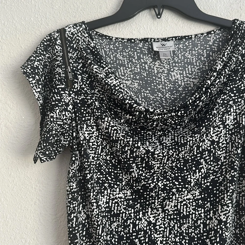 Worthington petite stretch shoulder zip cute blouse ps - Picture 2 of 6